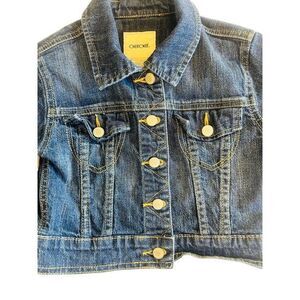 Cherokee Kids Classic Denim Jacket Button Front Cropped Jean Jacket Size S(6/6X)